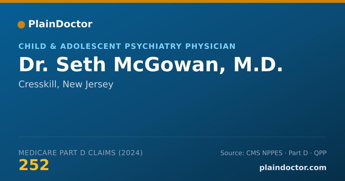 Shareable card for Seth McGowan, M.D. - Child & Adolescent Psychiatry Physician, Cresskill, NJ