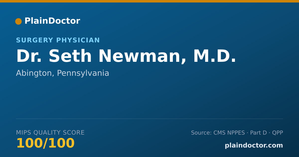 Shareable card for Seth Newman, M.D. - Surgery Physician, Abington, PA