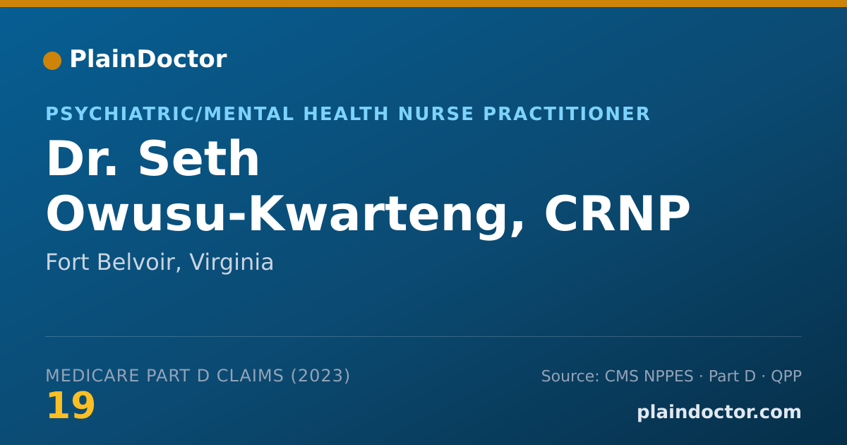 Shareable card for Seth Owusu-Kwarteng, CRNP - Psychiatric/Mental Health Nurse Practitioner, Fort Belvoir, VA