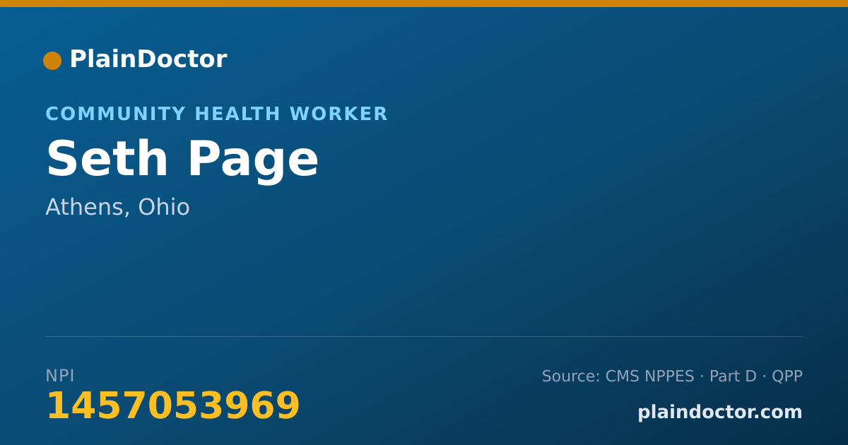 Shareable card for Seth Page - Community Health Worker, Athens, OH