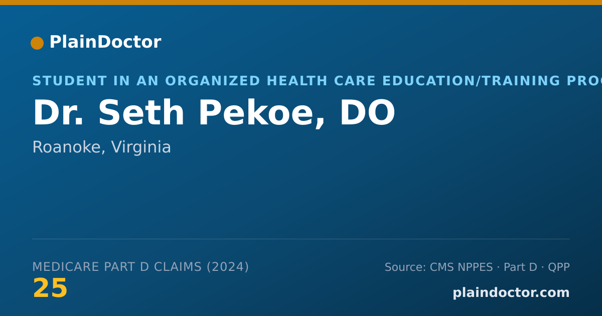 Shareable card for Seth Pekoe, DO - Student in an Organized Health Care Education/Training Program, Roanoke, VA