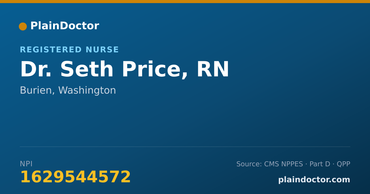 Shareable card for Seth Price, RN - Registered Nurse, Burien, WA