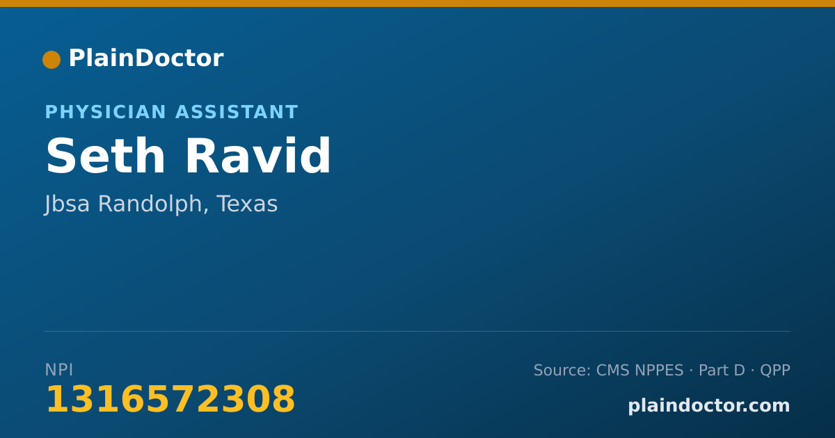 Shareable card for Seth Ravid - Physician Assistant, Jbsa Randolph, TX
