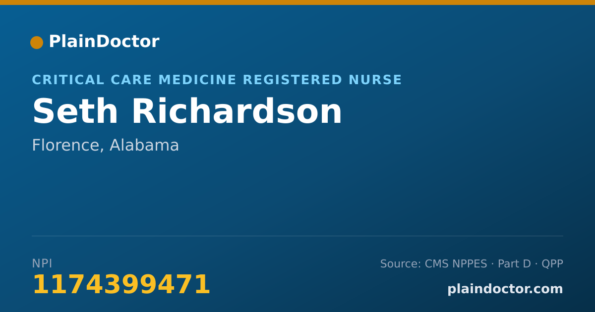 Shareable card for Seth Richardson - Critical Care Medicine Registered Nurse, Florence, AL