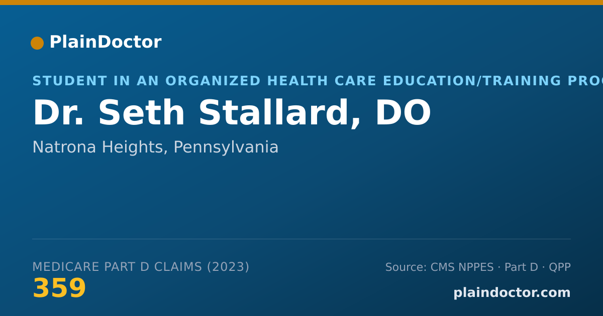 Shareable card for Seth Stallard, DO - Student in an Organized Health Care Education/Training Program, Natrona Heights, PA