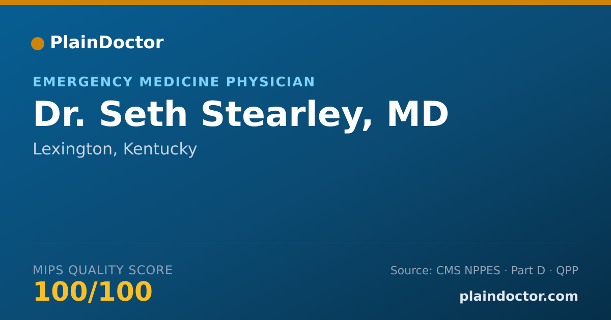 Shareable card for Seth Stearley, MD - Emergency Medicine Physician, Lexington, KY