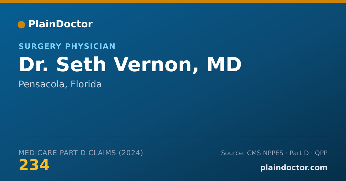 Shareable card for Seth Vernon, MD - Surgery Physician, Pensacola, FL