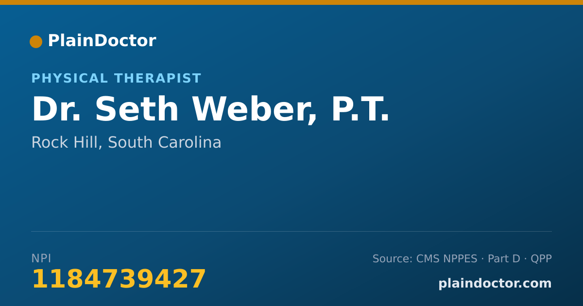Shareable card for Seth Weber, P.T. - Physical Therapist, Rock Hill, SC
