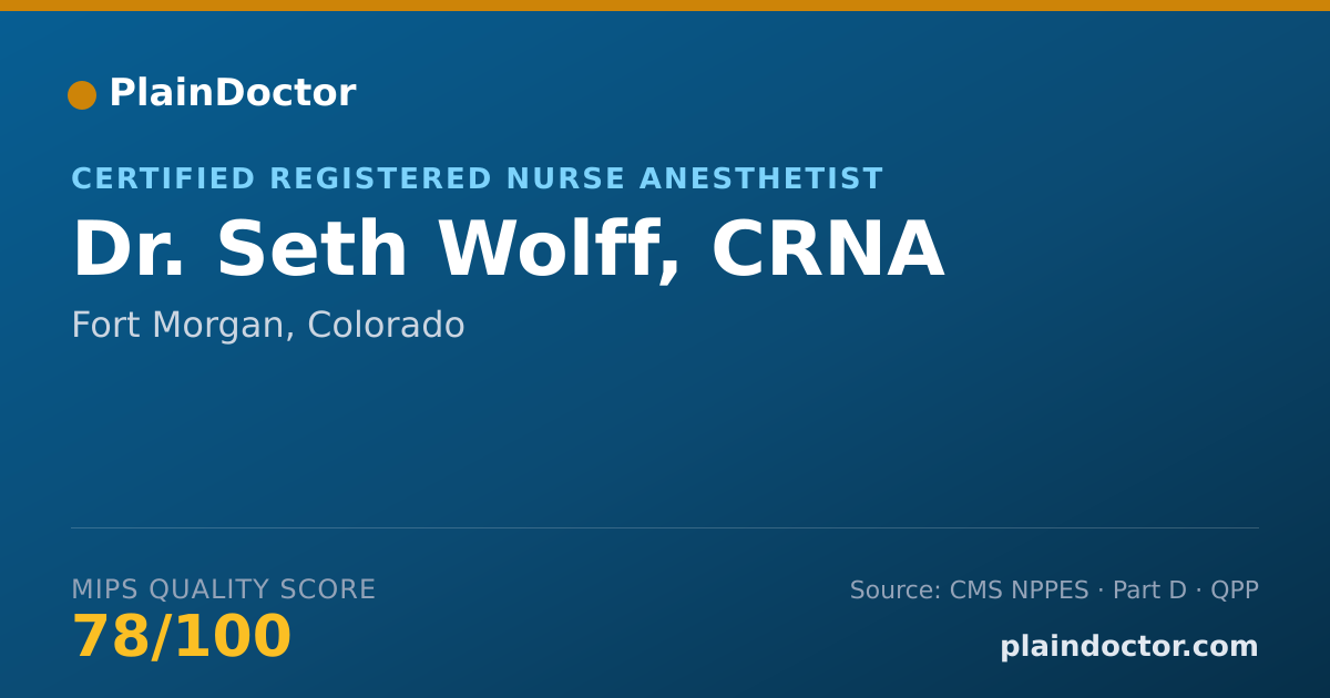 Shareable card for Seth Wolff, CRNA - Certified Registered Nurse Anesthetist, Fort Morgan, CO