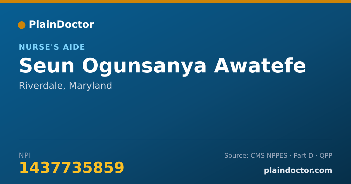 Shareable card for Seun Ogunsanya Awatefe - Nurse's Aide, Riverdale, MD