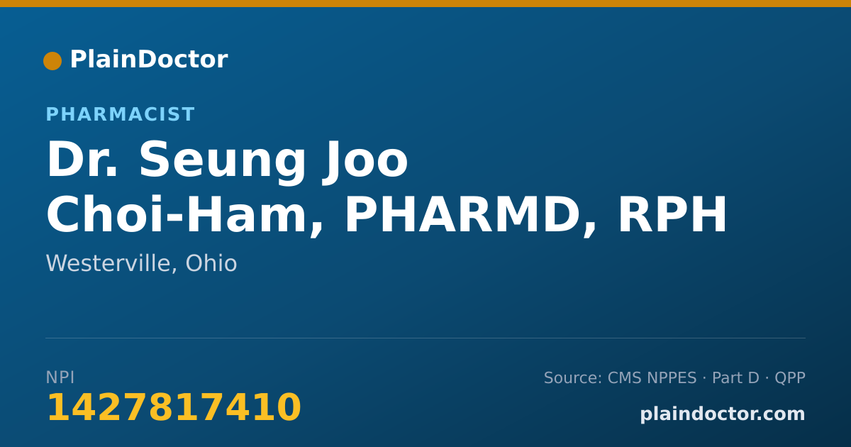 Shareable card for Seung Joo Choi-Ham, PHARMD, RPH - Pharmacist, Westerville, OH