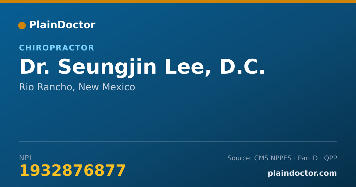 Shareable card for Seungjin Lee, D.C. - Chiropractor, Rio Rancho, NM