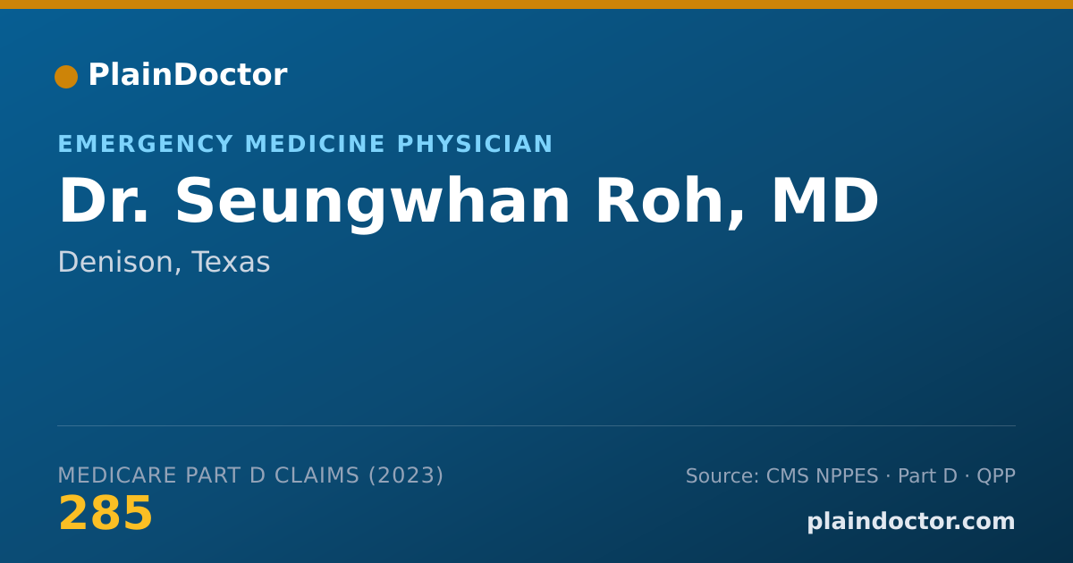 Shareable card for Seungwhan Roh, MD - Emergency Medicine Physician, Denison, TX