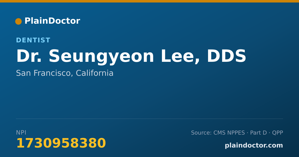 Shareable card for Seungyeon Lee, DDS - Dentist, San Francisco, CA