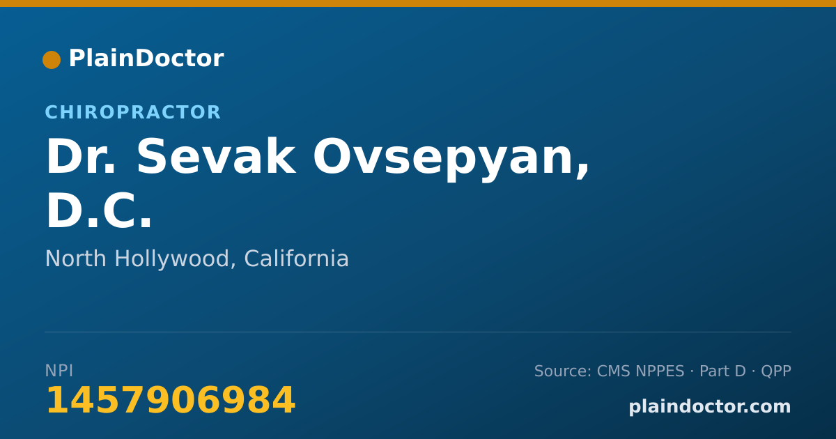 Shareable card for Sevak Ovsepyan, D.C. - Chiropractor, North Hollywood, CA