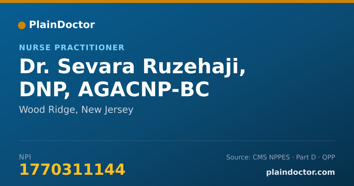 Shareable card for Sevara Ruzehaji, DNP, AGACNP-BC - Nurse Practitioner, Wood Ridge, NJ