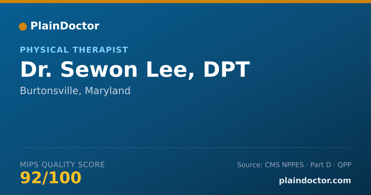 Shareable card for Sewon Lee, DPT - Physical Therapist, Burtonsville, MD