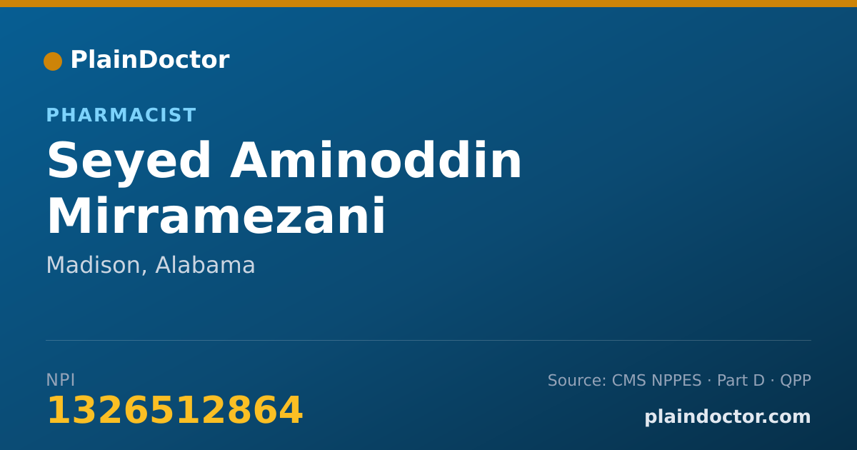 Shareable card for Seyed Aminoddin Mirramezani - Pharmacist, Madison, AL