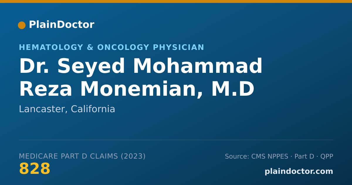 Shareable card for Seyed Mohammad Reza Monemian, M.D - Hematology & Oncology Physician, Lancaster, CA
