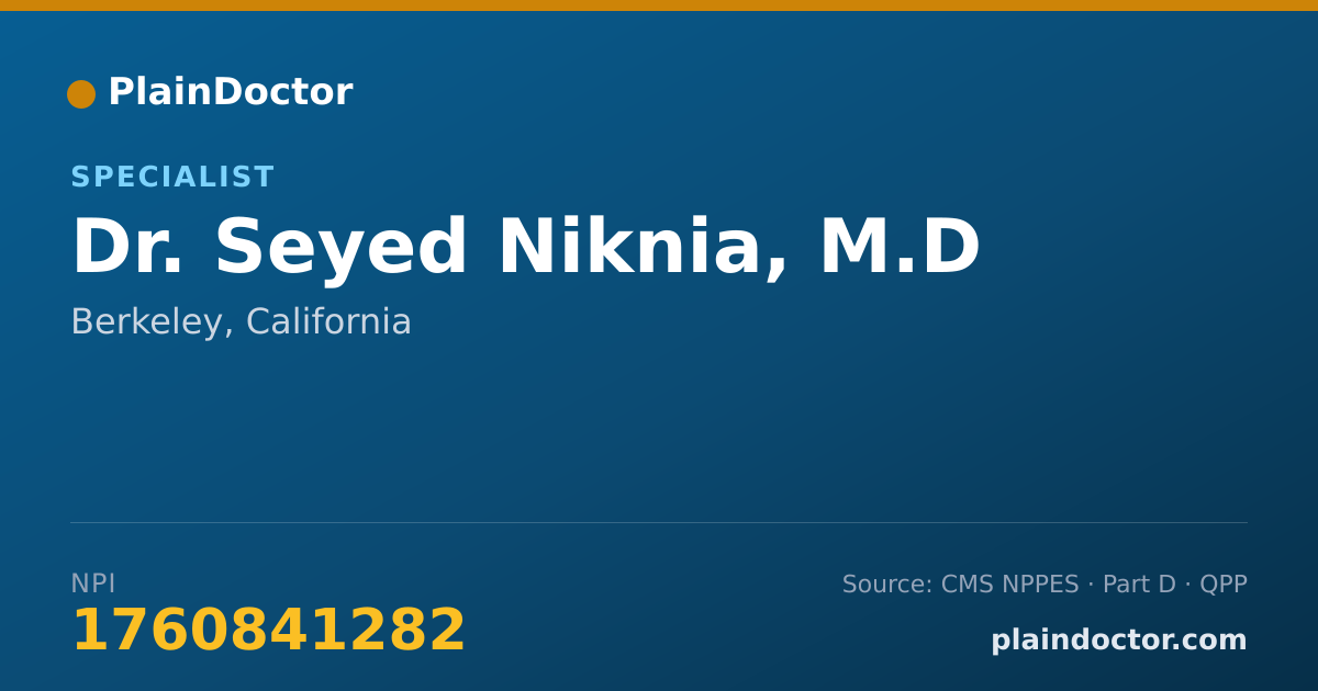 Shareable card for Seyed Niknia, M.D - Specialist, Berkeley, CA