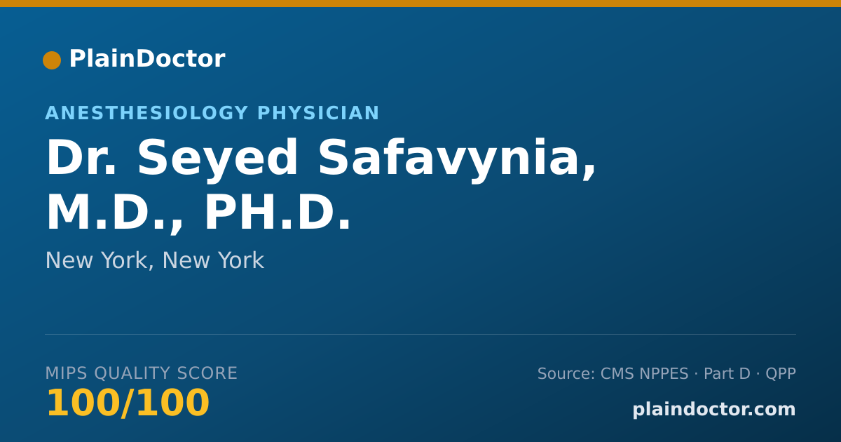 Shareable card for Seyed Safavynia, M.D., PH.D. - Anesthesiology Physician, New York, NY