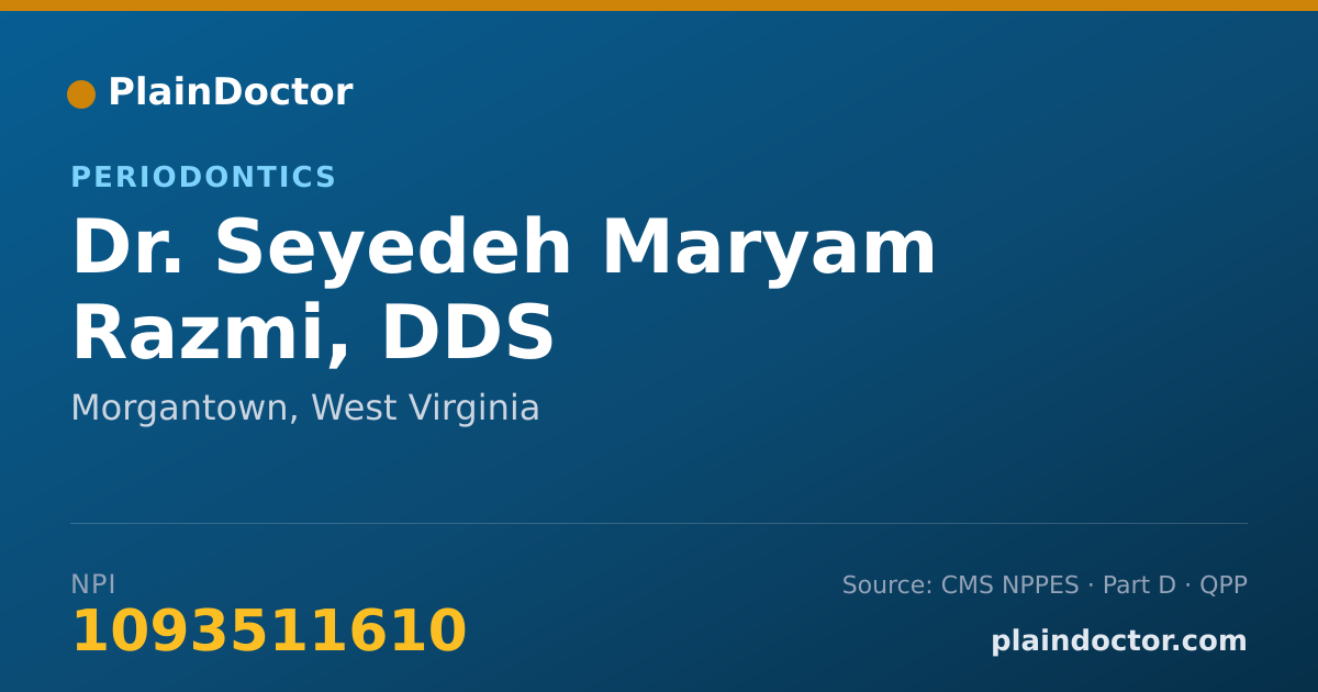 Shareable card for Seyedeh Maryam Razmi, DDS - Periodontics, Morgantown, WV