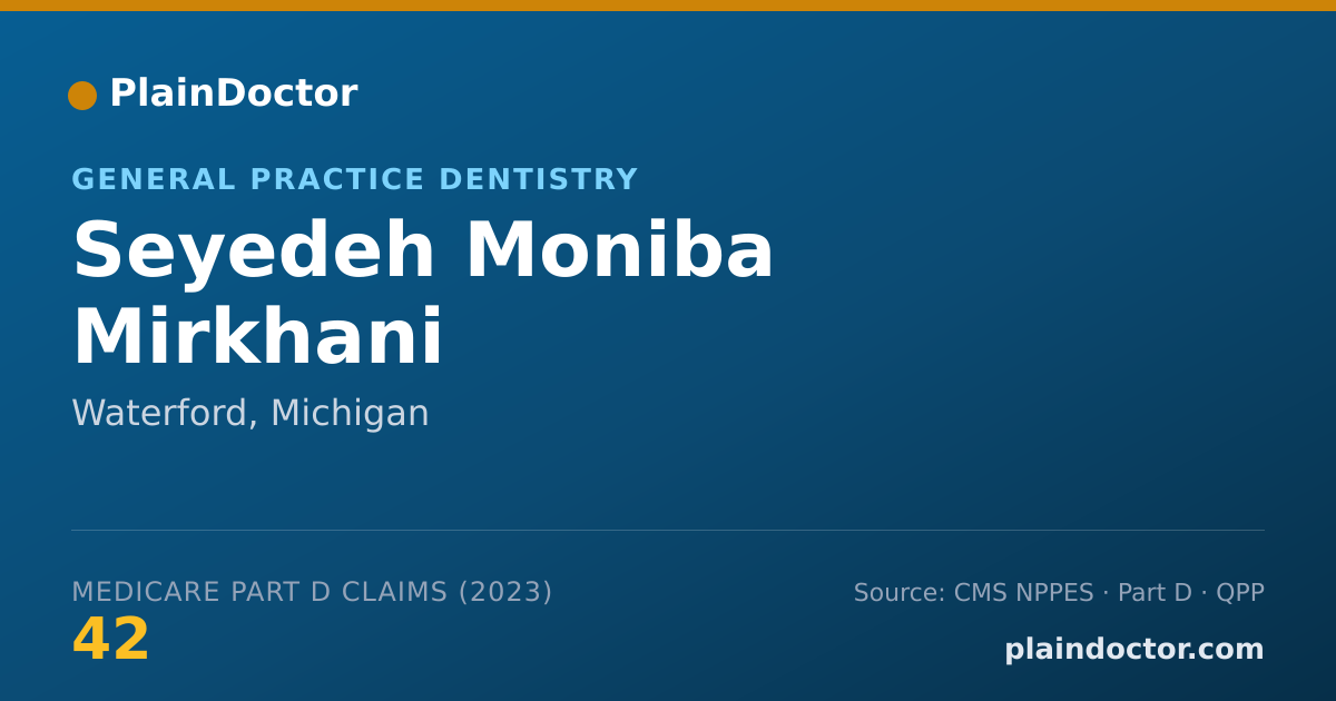 Shareable card for Seyedeh Moniba Mirkhani - General Practice Dentistry, Waterford, MI