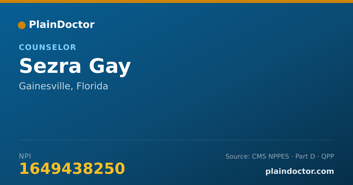 Shareable card for Sezra Gay - Counselor, Gainesville, FL