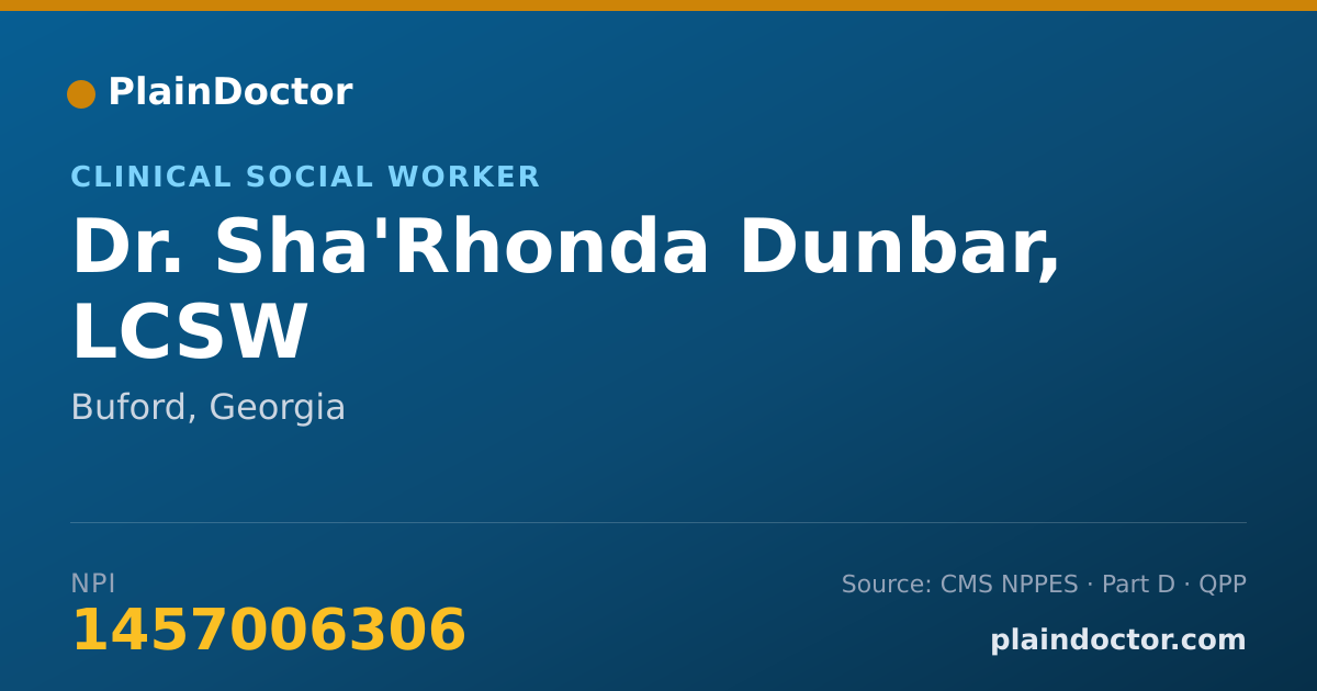 Shareable card for Sha'Rhonda Dunbar, LCSW - Clinical Social Worker, Buford, GA