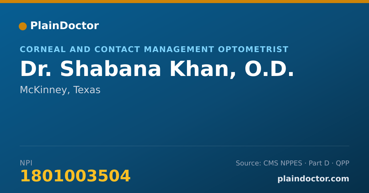 Shareable card for Shabana Khan, O.D. - Corneal and Contact Management Optometrist, McKinney, TX