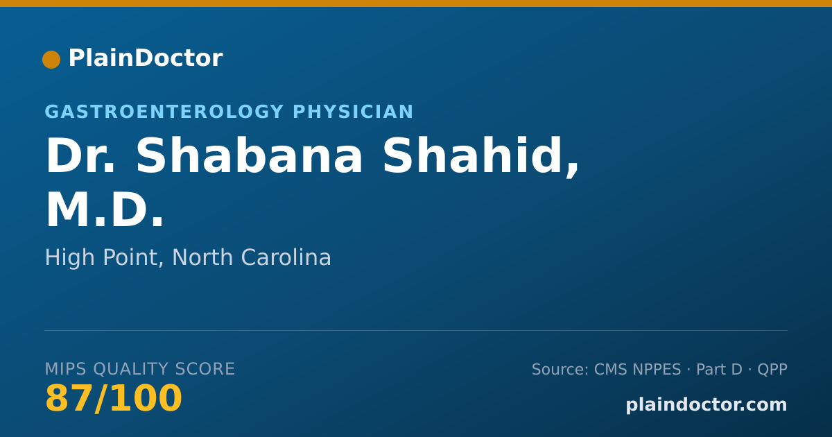 Shareable card for Shabana Shahid, M.D. - Gastroenterology Physician, High Point, NC