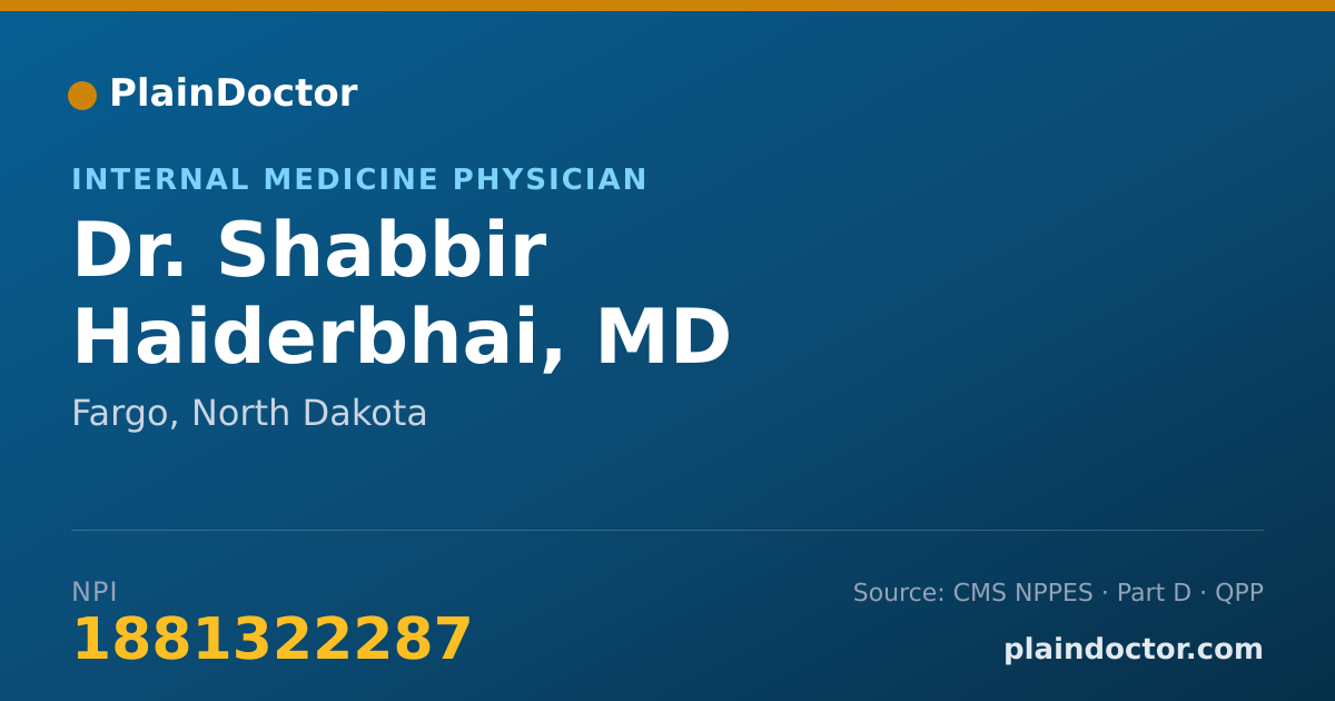Shareable card for Shabbir Haiderbhai, MD - Internal Medicine Physician, Fargo, ND