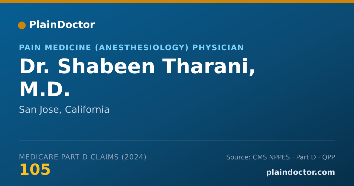 Shareable card for Shabeen Tharani, M.D. - Pain Medicine (Anesthesiology) Physician, San Jose, CA