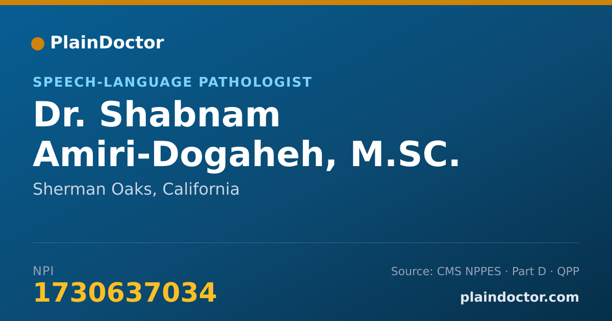 Shareable card for Shabnam Amiri-Dogaheh, M.SC. - Speech-Language Pathologist, Sherman Oaks, CA