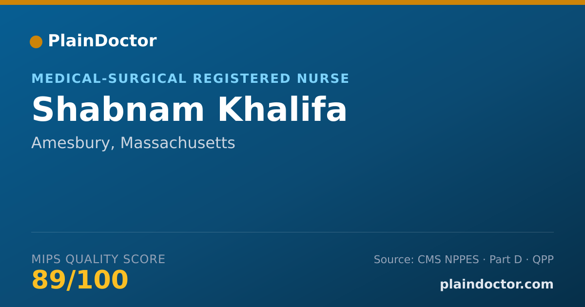 Shareable card for Shabnam Khalifa - Medical-Surgical Registered Nurse, Amesbury, MA