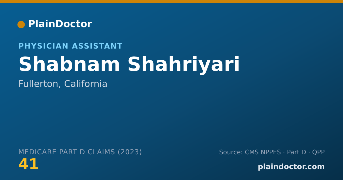 Shareable card for Shabnam Shahriyari - Physician Assistant, Fullerton, CA
