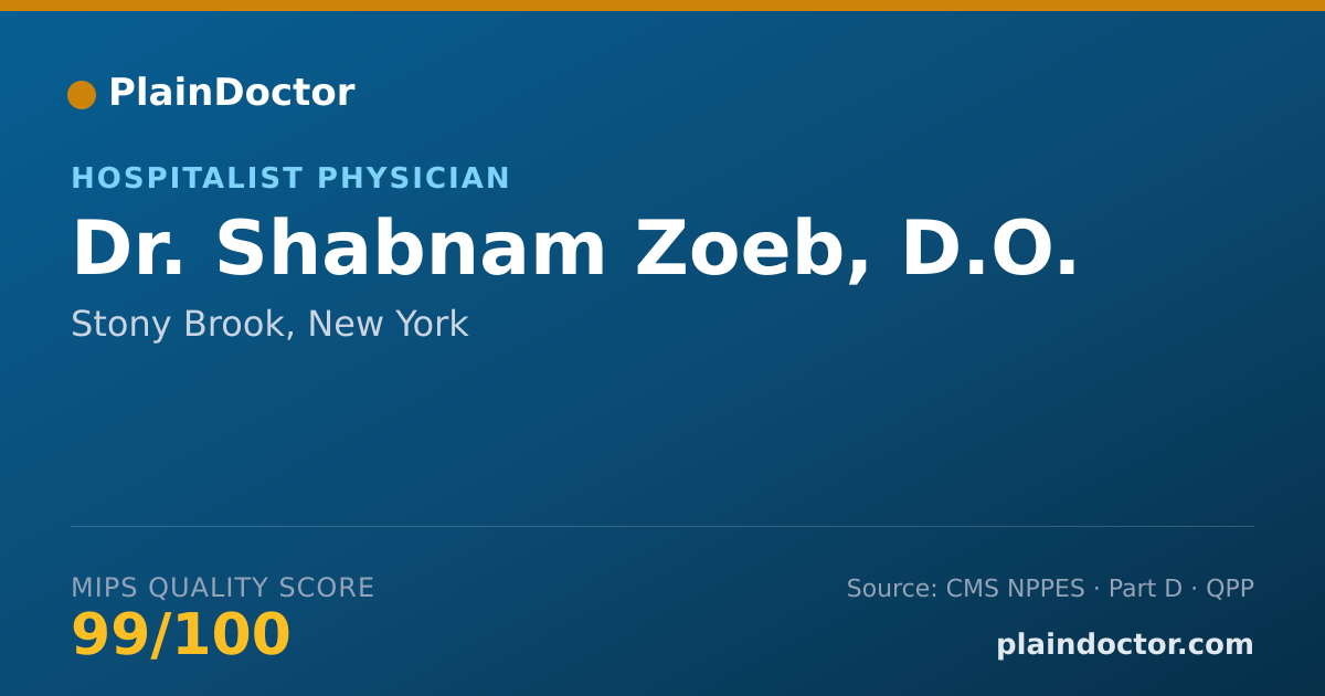 Shareable card for Shabnam Zoeb, D.O. - Hospitalist Physician, Stony Brook, NY