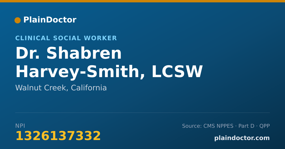 Shareable card for Shabren Harvey-Smith, LCSW - Clinical Social Worker, Walnut Creek, CA
