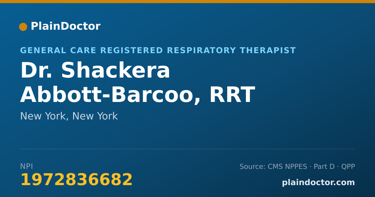 Shareable card for Shackera Abbott-Barcoo, RRT - General Care Registered Respiratory Therapist, New York, NY