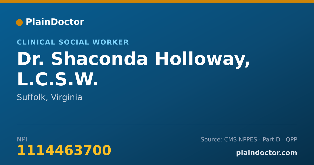 Shareable card for Shaconda Holloway, L.C.S.W. - Clinical Social Worker, Suffolk, VA