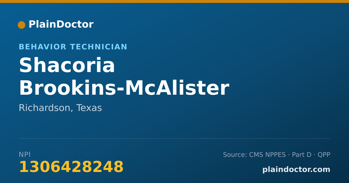 Shareable card for Shacoria Brookins-McAlister - Behavior Technician, Richardson, TX