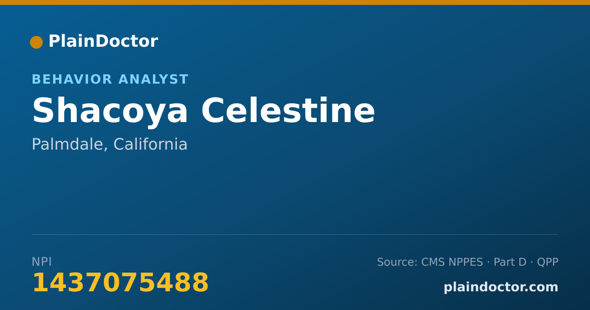Shareable card for Shacoya Celestine - Behavior Analyst, Palmdale, CA