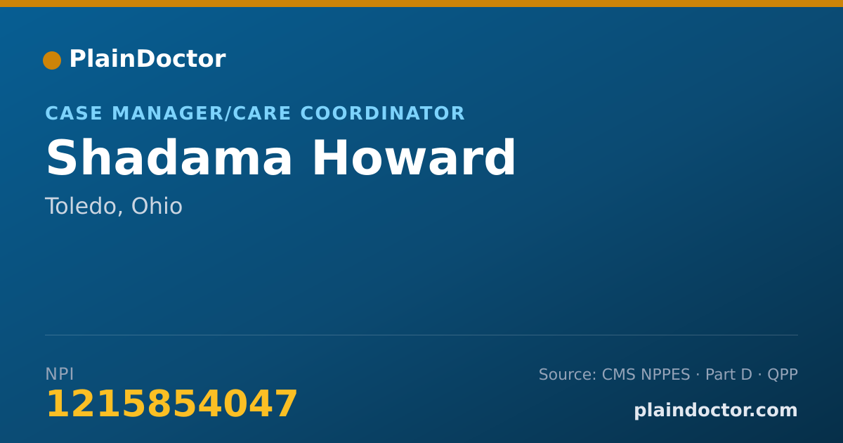 Shareable card for Shadama Howard - Case Manager/Care Coordinator, Toledo, OH