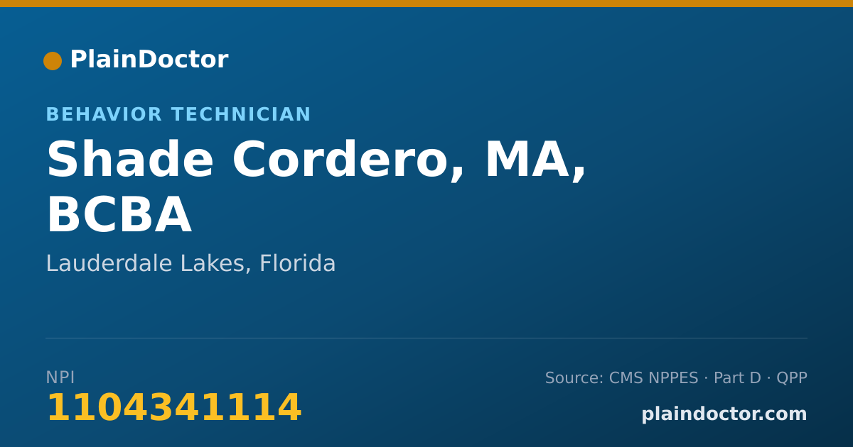 Shareable card for Shade Cordero, MA, BCBA - Behavior Technician, Lauderdale Lakes, FL