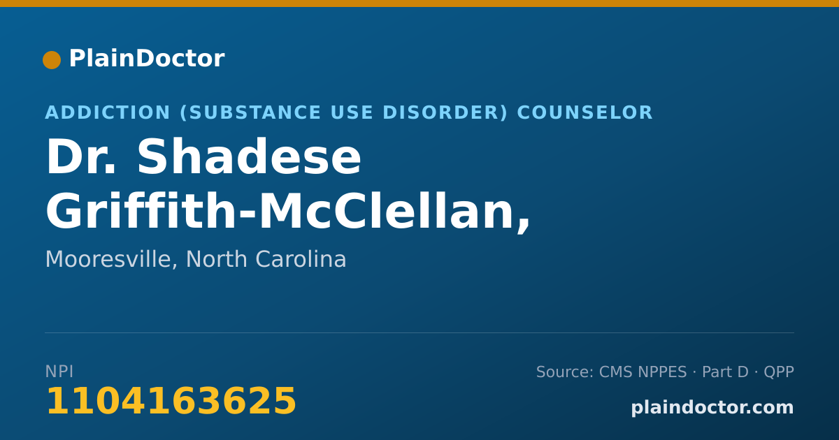 Shareable card for Shadese Griffith-McClellan, LCSW-A,MSW - Addiction (Substance Use Disorder) Counselor, Mooresville, NC