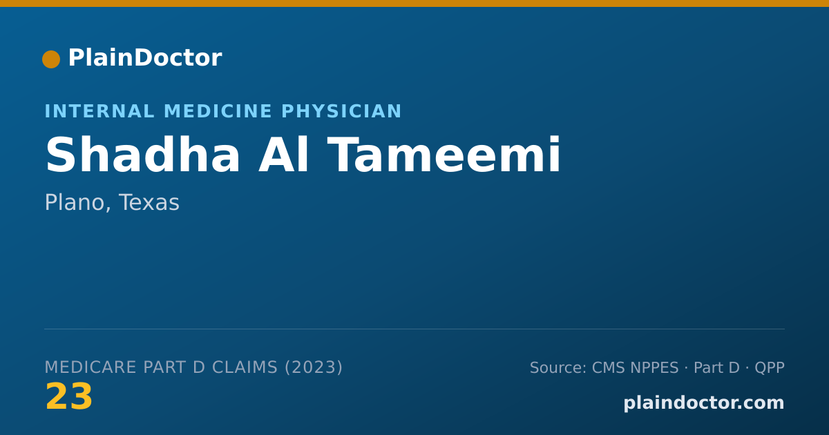 Shareable card for Shadha Al Tameemi - Internal Medicine Physician, Plano, TX