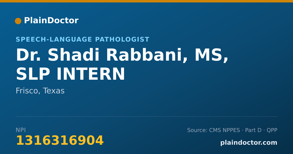 Shareable card for Shadi Rabbani, MS, SLP INTERN - Speech-Language Pathologist, Frisco, TX