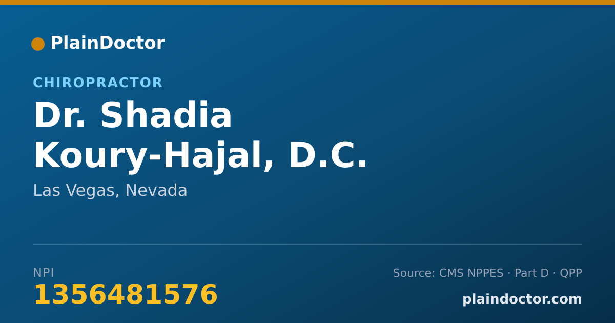 Shareable card for Shadia Koury-Hajal, D.C. - Chiropractor, Las Vegas, NV