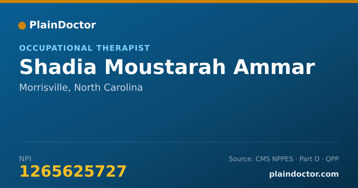 Shareable card for Shadia Moustarah Ammar - Occupational Therapist, Morrisville, NC