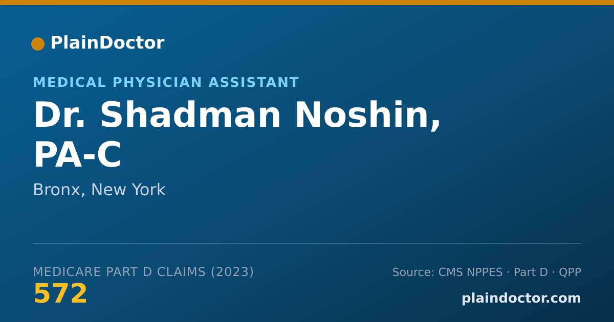 Shareable card for Shadman Noshin, PA-C - Medical Physician Assistant, Bronx, NY